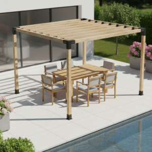 iAhşap 9 x 9 Pergole Braket Seti 4 Ana Direkli - Izgaralı Pergole Seti
